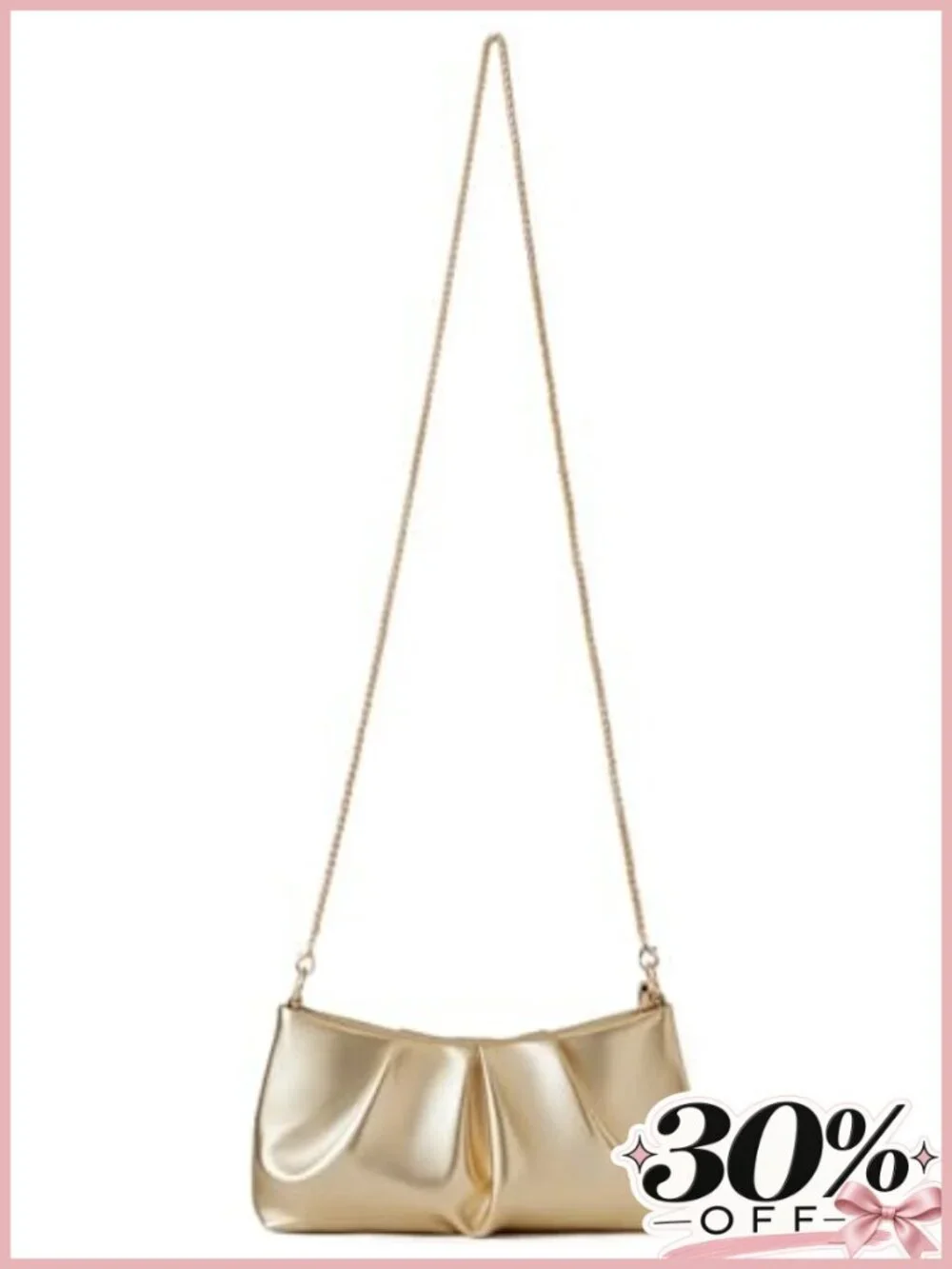 PU Leather Ruched Evening Bag Clutch Purse with Detachable Crossbody Strap
